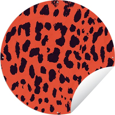 Tuincirkel Dierenprint - Panter - Rood - Zwart - 60x60 cm - Ronde Tuinposter - Buiten
