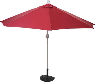 Parla halfronde parasol, balkonparasol, UV 50+ polyester/aluminium 3kg ~ 300cm bordeaux met voet
