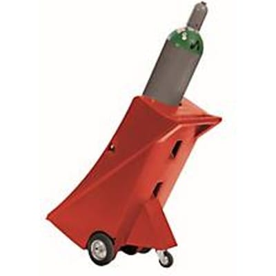 Gasflessenwagen met steunwiel, polyethyleen, B 495 x D 800 x H 1110 mm, tot 80 kg, 1 cilinder Ø 320 mm, spanband voor cilinderborging