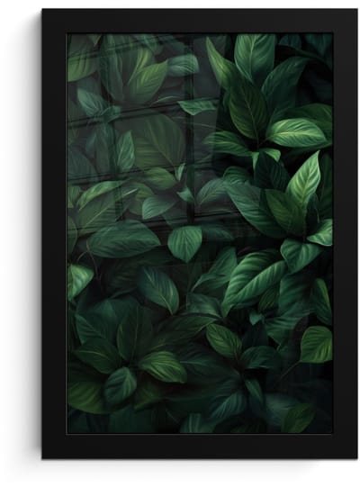 Poster in lijst - Fotolijst 20x30 cm - Posters - Bladeren - Ovaal - Groen - Nerven - Posterlijst zwart - Decoratie - Wanddecoratie woonkamer - Muurdecoratie slaapkamer