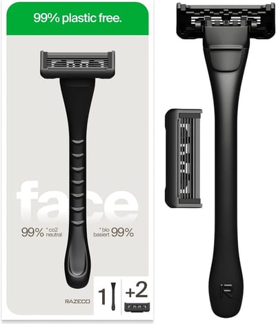 SnelShoppen - Plastic-free Wet Shavers Set - 5 Bladen + 1 Handvat - Duurzaam Scheren met Bio-based Materialen - Milieuvriendelijk en Nauwkeurig voor G