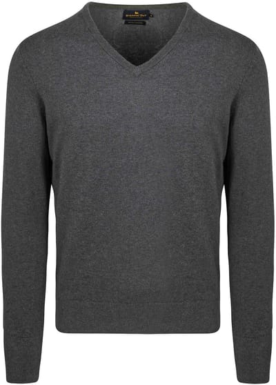 Steppin' Out Trui Cotton Cashmere V-hals Melange Grijs - Maat M - Heren - Pullovers