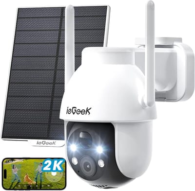 ieGeek Solar Beveiligingscamera – Draadloze Buitencamera – 2K HD Resolutie – Pan & Tilt (PTZ) – Nachtzicht & PIR Bewegingsdetectie