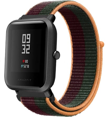 Nylon bandje geschikt voor Xiaomi Amazfit Bip / GTS / GTS 2 / GTS 3 / GTS 4 - Mini / Bip Lite / Bip U / Bip U Pro - Dark Cherry - Oranje - Groen - Paars