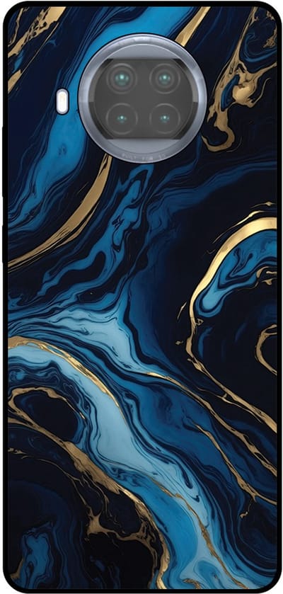 Smartphonica Telefoonhoesje Geschikt voor Xiaomi Mi 10T Lite met marmer opdruk - TPU backcover case gold blue marble design - Goud Blauw geschikt voor Xiaomi Mi 10T Lite