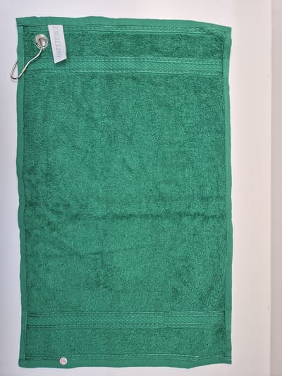 Golfhanddoek - Sporthanddoek - met metaal oog en karabijnhaak - 30x50cm Groen