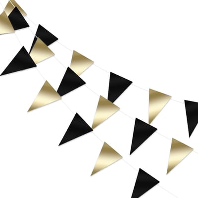 Q2P - Slingers - Verjaardag - Versiering - Vlaggenlijn - Feestartikelen - Feest - Decoratie - Slinger - Goud - Zwart