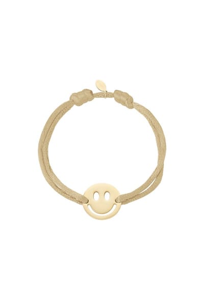 Bijoutheek Armband (Sieraad) Koord Smiley Vriendschap Beige