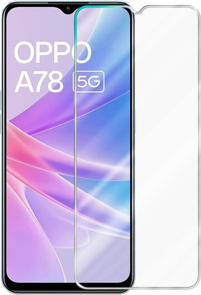 Cadorabo Screenprotector geschikt voor OPPO A78 5G - Pantser film Beschermende film in KRISTALHELDER Geharde (Tempered) display beschermglas in 9H hardheid met 3D Touch