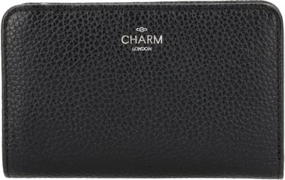 Charm London Washington Portemonnee Dames - Wallet voor Dames - Portefeuille van 100% Leder - Zwart