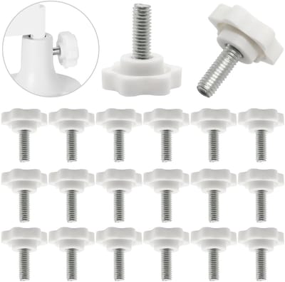 Knopschroeven M6 - 20 Stuks Witte M6 12mm Schroeven met Ronde Grip en Platte Kop, Voor Bevestiging en Montage van Apparatuur