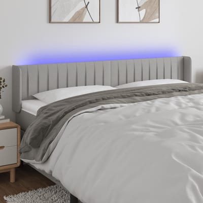 vidaXL - Hoofdbord - LED - 183x16x78/88 - cm - stof - lichtgrijs