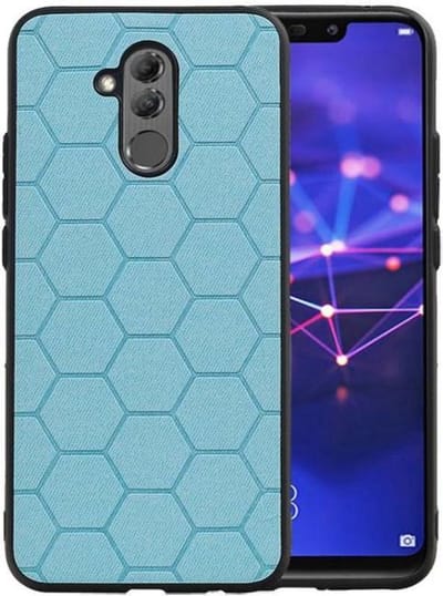 Hexagon Hard Case - Telefoonhoesje - Backcover Hoesje - achterkant hoesje - Geschikt voor Huawei Mate 20 Lite - Blauw