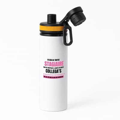 Hacebo® - De trotse stagiaire waterfles met draaidop oranje - Stagiair - beste stagiaire - werk - afscheidscadeau - verjaardagscadeau - kado - water fles - 850ML