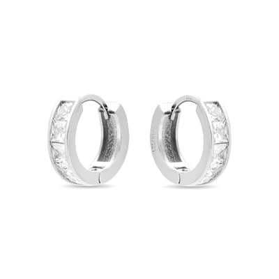 Luxenter oorbellen, essentieel in 925 sterling zilver en gerhodineerd, fonkelende cubic zirkonia