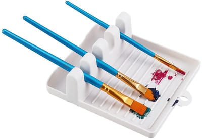 Store_9 - Verf Borstel Rest Houder - 4 Compartimenten - Wit - Druppel Tray Pad - Geschikt voor Aquarel Olie Acryl Schilderen - Kunstenaars Volwassenen
