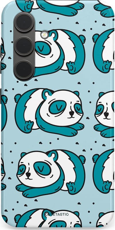 Casetastic hoesje geschikt voor Samsung Galaxy S24 - Dubbellaagse bescherming - Panda dromen - Fashion Case - Lichtgrijs Petrol Wit