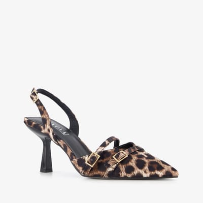 Nova dames pumps met panterprint en stilettohakken zwart bruin - Maat 38