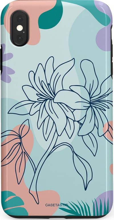 Casetastic Hoesje Geschikt voor Apple iPhone Xs Max - Stijlvolle Beschermende Duo-layer Case - Mint Bloemprint