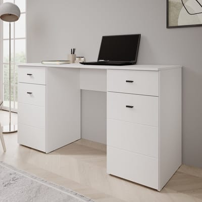 Meubella - Kano - Bureau - Wit - 140x50x77 cm