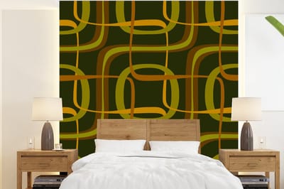 Behang - Fotobehang Jaren 70 - Retro - Groen - Breedte 220 cm x hoogte 240 cm
