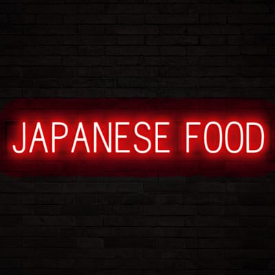 JAPANESE FOOD - Lichtreclame Neon LED bord verlicht | SpellBrite | 120,7 x 16 cm | 6 Dimstanden & 8 Lichtanimaties | Reclamebord neon verlichting