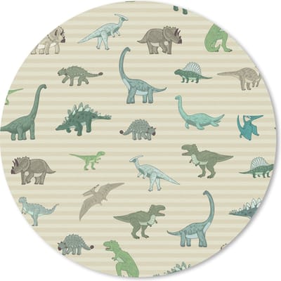 Muismat rond 20x20 cm - Mousepad Dinosaurus - Bruin - Groen - Jongens - Meisjes - Kinderen - Ronde muismatten