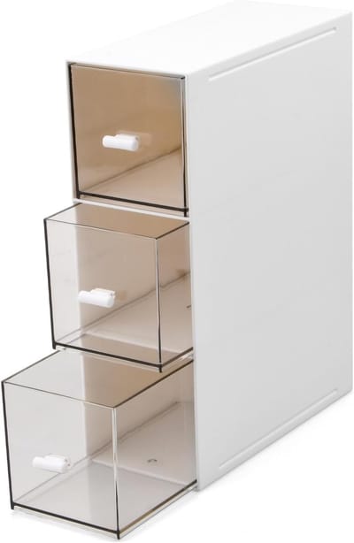 Opbergdoos met 3 Lades voor Keuken, Organiser voor Koffiepads, Theezakjes en Zoetstoffen, 22.5 x 16.5 x 7.5 cm, Ideaal voor Slaapkamer en Kantoor