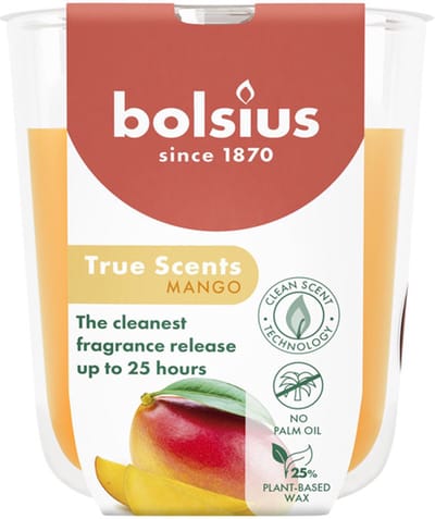 6 stuks Bolsius geurglas mango geurkaarsen 80/73 (25 uur) True Scents