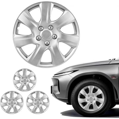 VEVOR 4x Universele Wielkappen 16 Inch, Wielkappen 4-delige Set Gemaakt van ABS-kunststof, Verstelbare Wielkappen met 7 Spaken & Kliksysteem, R16 Wielkappen voor Decoratie & Stofbescherming, Zilver