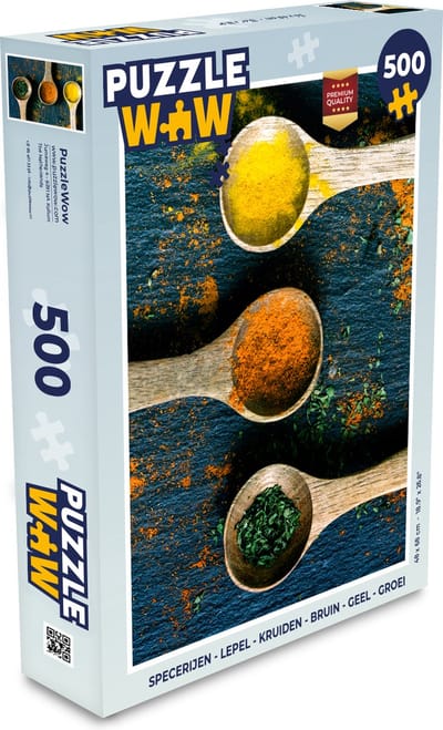 Puzzel Specerijen - Lepel - Kruiden - Bruin - Geel - Groen - Legpuzzel - Puzzel 500 stukjes