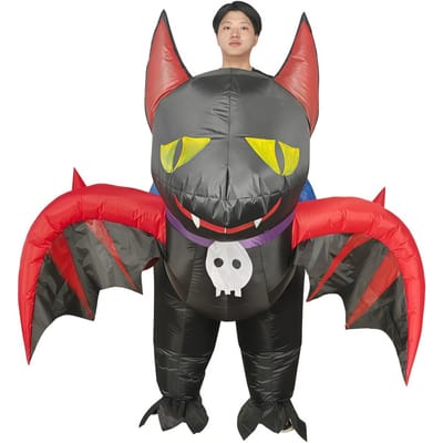 Vleermuis Kat Opblaasbaar Pak, Volwassene 150-190cm zwart