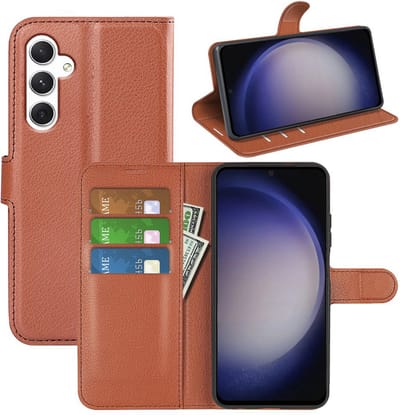 MobyDefend Hoesje - Geschikt voor Samsung Galaxy S24 - Kunstleren Wallet Book Case (Sluiting Voorkant) - Bruin
