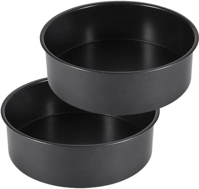 Famanu - Ronde bakvorm, 20 cm rond, 2 stuks bakvormset, taartvorm bakvormen met ronde roestvrijstalen bakvorm met antiaanbaklaag, geschikt voor cake, brownies, cake, lasagned