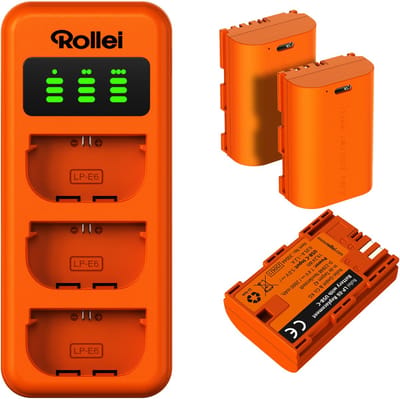 Rollei oplader voor 3 accu's + 3 LP-E6-accu's