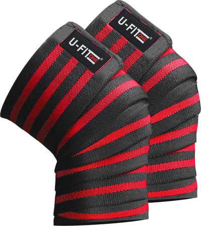 U Fit One 2 Stuks Knee Wraps - Rood Knie Wraps - Powerlifting - Kniebraces - Kniebandage - Knie bescherming krachttraining - Fitness