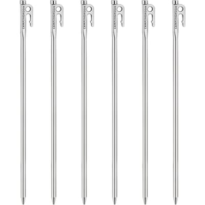 Stevige stalen tentharingen met haak- en gatontwerp voor buitenrugzakkampeertentluifel 6Pcs 40cm