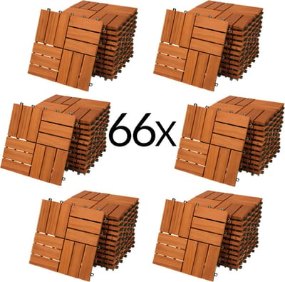 Casaria Vlondertegel – 66 Stuks 6m² – Acaciahout – 30x30cm – Mozaiek