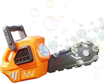 Bellenblaasmachine Kettingzaag - Elektrische Bellenmaker - Buiten Spelen - Licht en Muziek - 36 x 11 x 17 cm