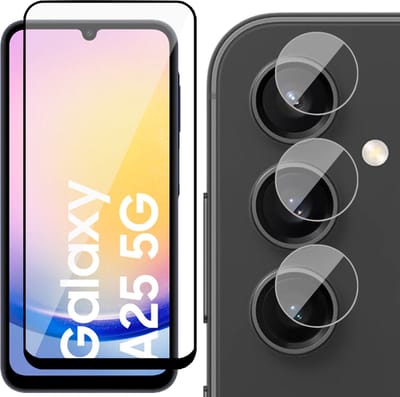 Screenprotector & Camera geschikt voor Samsung Galaxy A25 / A24 - Volledig Dekkend Glas