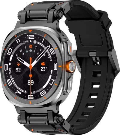 Strap-it 'Explorer' TPU bandje - geschikt voor Samsung Galaxy Watch Ultra 2 (2026) / Ultra (2024/2025) - zwart met zwarte connectors