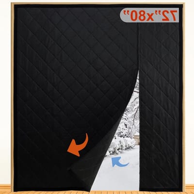 Geïsoleerd Deurgordijn - Thermisch Gordijn - Tocht Wering - 48 Sterke Magneten - 74"B x 81"H - Zwart