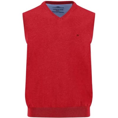 Fynch-Hatton Spencer Uni Color V-Neck Superfine Cotton Tomato / male