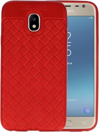 Rood Geweven TPU case hoesje voor Samsung Galaxy J3 2017