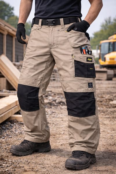 Werkbroek Snickers Workwear Craftsman Pirates HP Rip-Stop – Khaki/Zwart – Maat 46 – Stretch Werkbroek met Holsterzakken en Kniebescherming