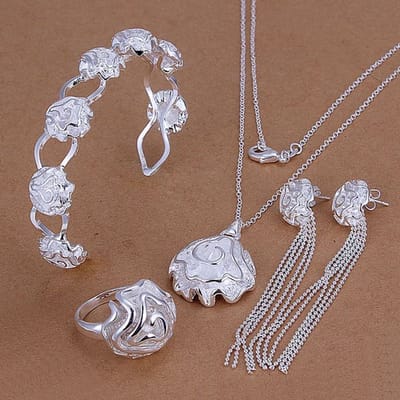 925 Sterling Zilver Sommige Model Valentijnsdag Cadeau Ketting Armband Oorbellen Mode Sieradensets Voor Voor Vrouwen Bruids Bruiloft