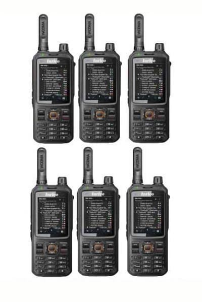 Set van 6 Inrico T320 V2 4G LTE Zello Portofoons, GPS, Wifi