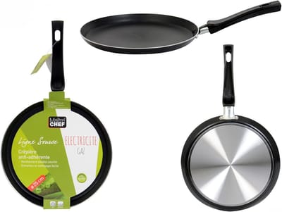 Pannenkoekenpan Aluminium - Crêpepan Koekenpan - Pannenkoeken Bakken - Standaard Anti-aanbaklaag - 25 cm Diameter - Meerkleurig