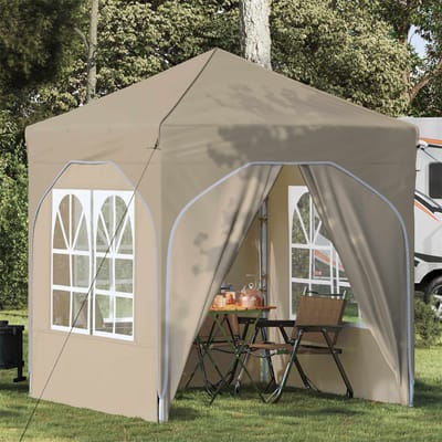 vidaXL - Pop-up - Feesttent - 192 - x - 192 - x - 245 - cm - Crèmekleurig