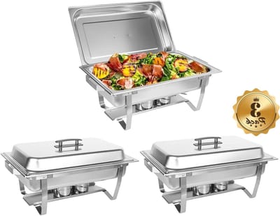 Buffet Set - Voedsel Warmer - Feesten Organiseren - Roestvrij Staal - 3 x 8QT Pannen - Zilverkleurig